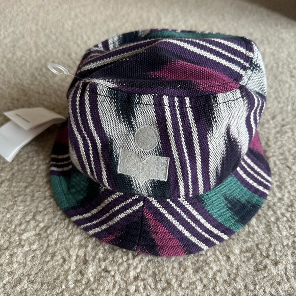 Isabel Marant Purple, Teal & White Striped Bucket Hat main image 6